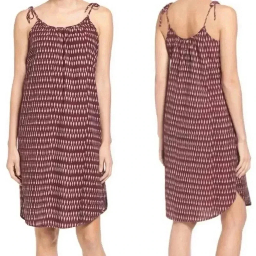 MADEWELL Tie-Strap Dress in Ikat Print Size XS